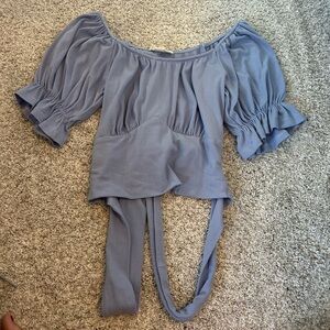 Blue Tie Back Top